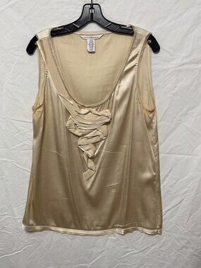 Diane von Furstenberg Gold Champagne Silk Shell Top Size 12